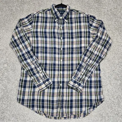Ralph Lauren Linen Shirt mens Large Custom Fit Madras Plaid L/S - Image 1 of 4