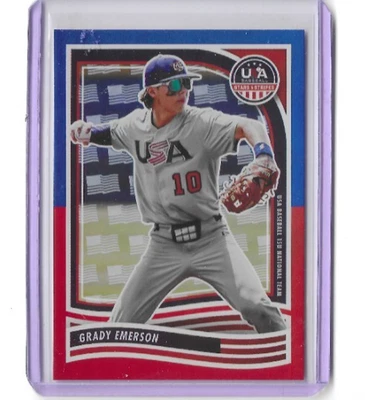 2024 Panini Stars and Stripes Grady Emerson #48 Blue & Red Prizm /13 RC (TB) - Image 1 of 2