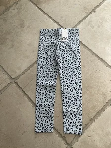 NWT Tea Collection Gray Leopard Print Full Length Leggings; Girls Size 5 - Picture 1 of 3