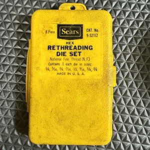 Vintage Sears Craftsman 8pc Hex Rethreading Die Set #9-52112 USA - Picture 1 of 9
