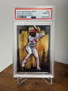 ELLY DE LA CRUZ 2024 BOWMAN'S BEST STROKES OF GOLD RC SSP PSA 10 GEMA COMO NUEVO - Imagen 1 de 3