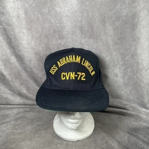Vintage Snapback Trucker Hat Cap USS Abraham Lincoln CVN-72 Navy Blue USA Made - Picture 1 of 7