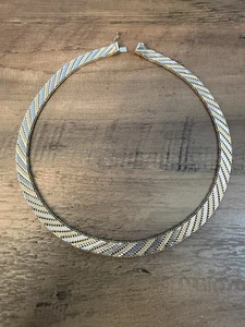 DUO COLOR SILVER GOLD TONE NECKLACE CHEVRON 18” Long - Picture 1 of 6