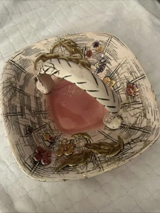 Vintage 1955 Hull Pottery T9 Blossom Flite Square Ceramic Basket – Pink Floral - Picture 1 of 3
