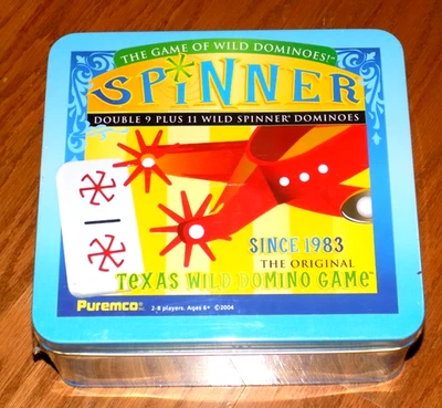 Spinner The Game of Wild Dominoes Texas  Puremeco 2004 Tin Set Boardgames NEW - Image 1 of 4