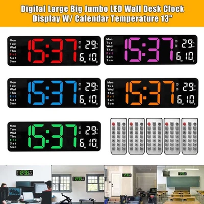 13"/16'' Temperature Date Display Electronic Large Jumbo LED Digital Wall Clock - Image 1 of 4