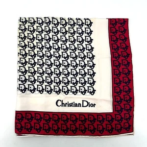 Dior Trotter scarf Silk 65cm Red Navy Auth 0685 - Picture 1 of 24