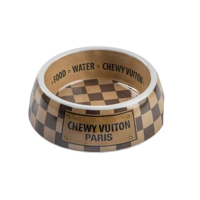 Haute Diggity Dog Checker Chewy Vuitton Bowl – MEDIUM Pet Food & Water Dish