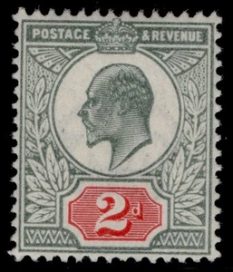 GB EDVII SG228 SPEC M11(3), 2d pale greyish green & scar-verm, NH MINT. Cat £400 - Picture 1 of 1