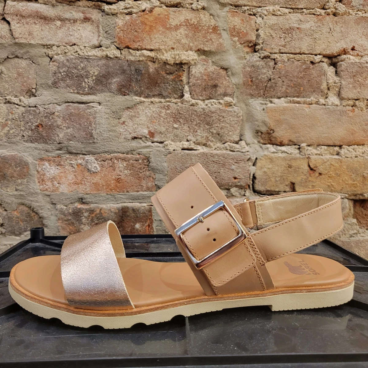 NWB Women Sorel Ella III Slingback Honest Beige/Honey White