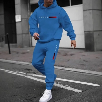 Men's Sweater Sports Pants Suit Printed Fashion Winter Hooded Tracksuits - Image 1 of 4