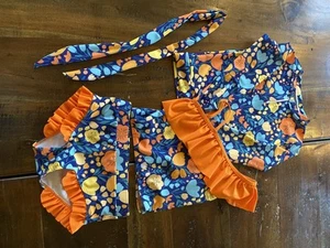 Girls Swimsuit 4 Piece Bathing Suit Long Sleeve Rash Guard Set - Size 6 - Picture 1 of 8