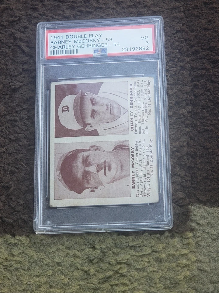 1941 double play charlie gehringer/barney mcCosky. psa 3. original.  vintage.... - Image 1 of 4