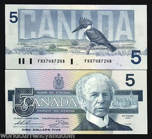 CANADA 5 DOLLARS P-95 1986 KINGFISHER UNC FNX REPLACEMENT BIRD MONEY BANK NOTE - Picture 1 of 4