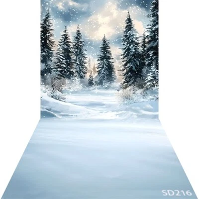 Telón de fondo de tela de microfibra escénica árboles bosque nevado 10'x20'CP SD216 Foto 1 de 4
