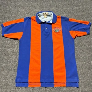 Florida Gators Polo Shirt Large Striped Vintage UF Football Top Blue Orange - Picture 1 of 8