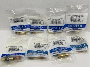 QestPex 1/2" Pex Barb x 1/2" PB Barb Brass Coupling Brass W/Crimp Rings Lot Of 8 - Picture 1 of 6