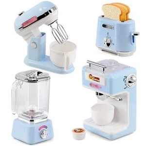 Kids Pretend Play Toys Kitchen Appliances Set Toaster Mixer Blender Food Coffee - Picture 1 of 7
