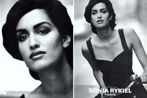 1991 Sonia Rykiel Peter Lindbergh Yasmeen Ghauri moda 2 páginas anuncio de revista - Imagen 1 de 1