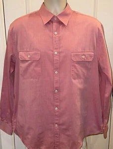 Perry Ellis Men's Light Pink Long Sleeve 2 Pocket Button Front Shirt Size L - Picture 1 of 3