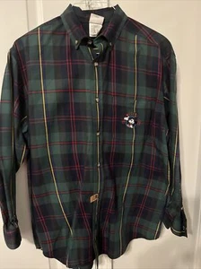 Camicia abito vintage anni '90 Topolino a quadri taglia media verde Disney Store - Foto 1 di 12