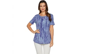 Top de punto impreso colección Lisa Rinna con detalle posterior azul XL A291099 QVC J - Imagen 1 de 6