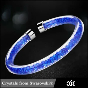 Luxus Armband mit Kristallen Stardust Edelstahl Blau Damen Edelstahl Armreif - Bild 1 von 5