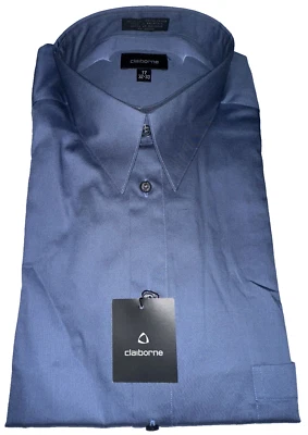 Camisa de vestir Claiborne clásica azul manga larga para hombre 17 32/33 nueva con etiquetas Foto 1 de 4