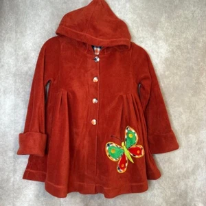 Maria Elena Boutique Girls Hooded A Line Fleece Swing Jacket w Butterfly Size 6 - Picture 1 of 10