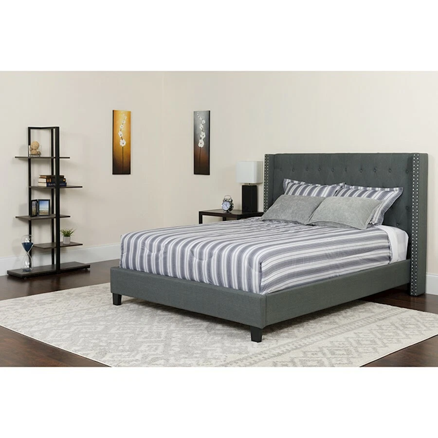 Cama con plataforma Flash Furniture Riverdale Queen, gris oscuro - HG-47-GG Foto 1 de 1