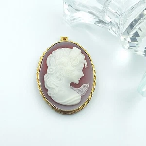CIONDOLO IN ARGENTO 925% CON CAMMEO CAMEO, DONNA RODIATO IN ORO GIALLO 18KT - Foto 1 di 4