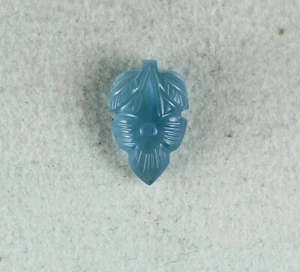 CLASSIC NATURAL BLUE AQUAMARINE CARVED LEAF 3.84 CARATS GEMSTONE PENDANT RING - Picture 1 of 7