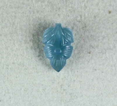 Classic 3.84 Ct Natural Blue Aquamarine Carved Leaf Gemstone Pendant Ring - Image 1 of 4