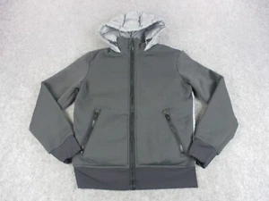 Lululemon Jacket Mens Medium Gray Black Goose Down Puffer Hooded Zip Up Coat - Picture 1 of 8