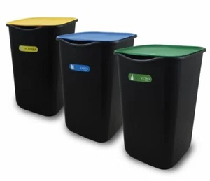 PATTUMIERA TRIS PER LA RACCOLTA DIFFERENZIATA BIDONE 50 LT VERDE GIALLO BLU - Foto 1 di 1