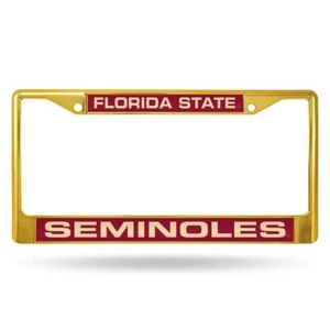 Florida State Seminoles Gold Painted Metal Laser Cut License Plate Frame - Picture 1 of 5