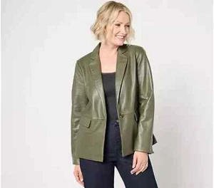 #343 Denim & Co. Regular Lamb Leather Blazer Size XL - Picture 1 of 1
