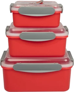Microwave Food Storage Containers Set Of 3 Plastic Dishwasher & Freezer Safe New - Picture 1 of 12