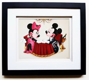 DISNEY ART 11X14 PRINT MICKEY MINNIE MOUSE FANCY DINING TUXEDO GOWN CHAMPAGNE  - Picture 1 of 1