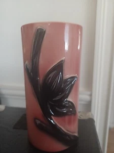 50er Jahre Royal Copley Keramik Vase, Dusty Pink Silhouette California Glas - Bild 1 von 6