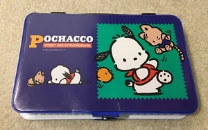 Sanrio Pochacco Dog Stationery Set Markers Pencils Eraser Case 1995 Rare Vintage - Picture 1 of 12