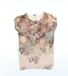 New Look Womens Multicoloured Geometric Polyester Basic T-Shirt Size 6 Round Nec - Picture 1 of 10