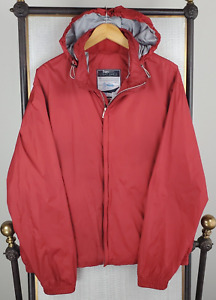 ZEGNA SPORT Mens Size 2XL Red Full Zip  Light Windbreaker Jacket Packable Hood