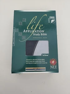 Life Application Study Bible Personal Size NLT Tutone Black/Silver Tyndale - Picture 1 of 12