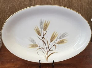 NORITAKE WHEATON / WEIZENMUSTER OVAL 13 3/4" SERVIERPLATTE GOLDRAND # 5414 - Bild 1 von 4
