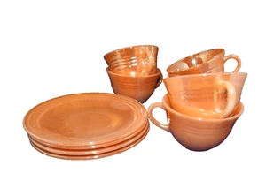 Vintage Fire King Peach Lusterware, Cups & Saucers - Picture 1 of 8