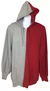 Sudadera con capucha Eggie Jenn Im de gran tamaño talla M manga globo ropa de calle con cremallera completa roja gris - Imagen 1 de 6