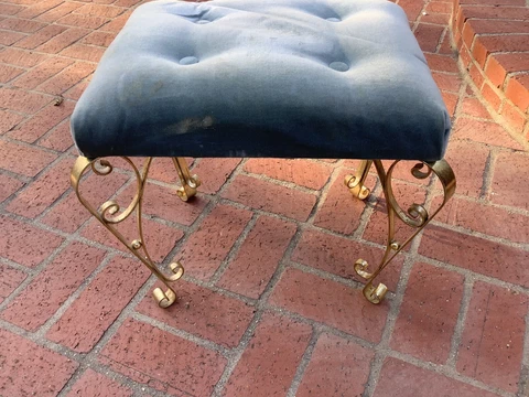✨VDeco Hollywood Regency Mid Century Gold Vanity Bench Chair Stool ✨ Cover