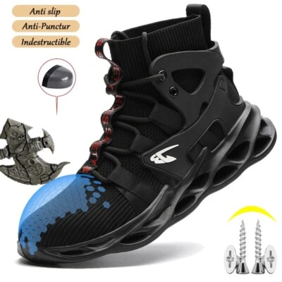 AMAWEI Workout sneaker light Breathable Men steel toe safety work shoe Indestructible