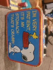 Peanuts Tin Tote Mini Lunchbox 7 1/4 By 5 1/4 Inches - Picture 1 of 6